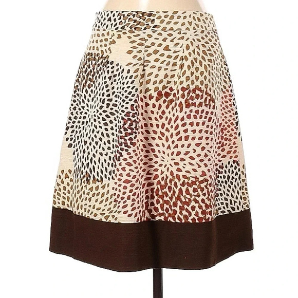 Banana Republic | Silk Blend Bohemian Floral Brown Cream Rust Skirt Size 2 - Picture 5 of 5